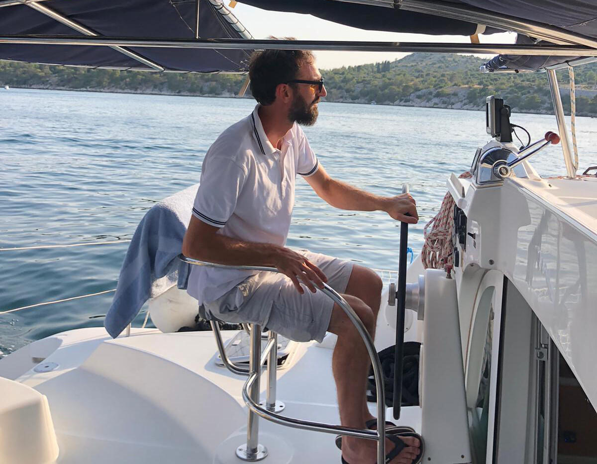 Skipper on board a sailing yacht in Croatia