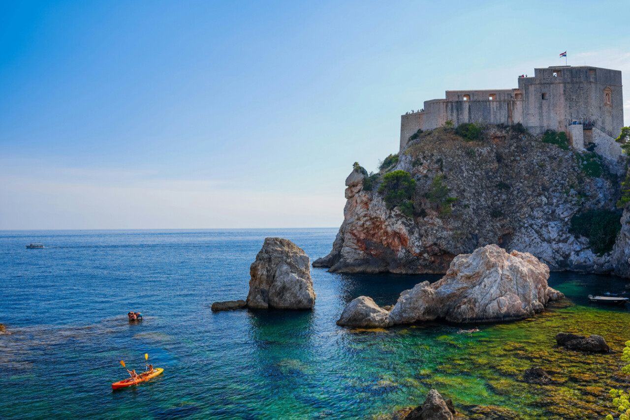 Kayaking next to Dubrovnik city walls