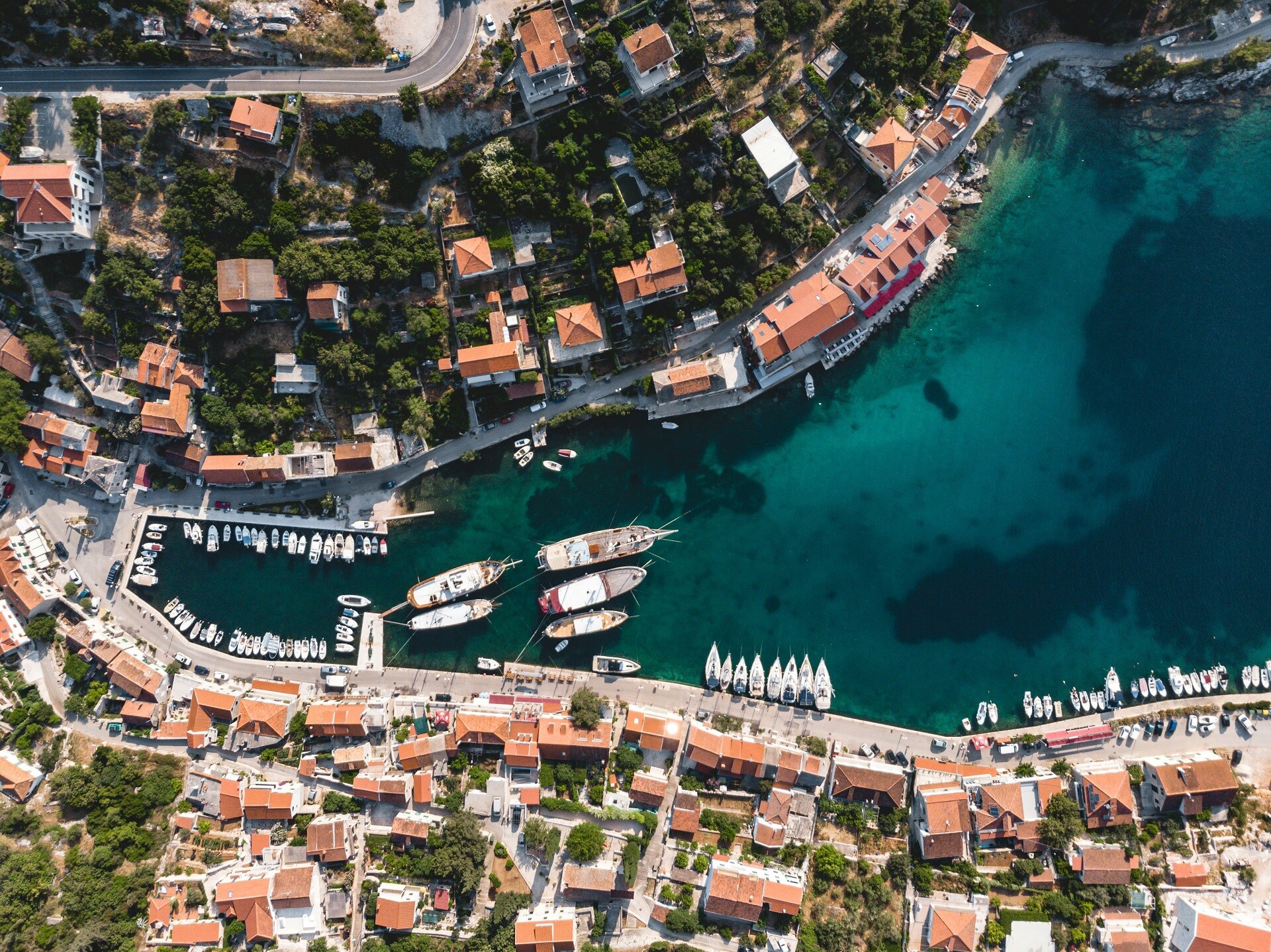 Sailing to Stomorska, Solta island, Croatia